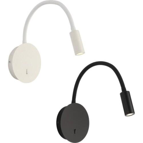 3W CREE LED Bedside Light Fixture Wall Mount Lamp Switch Reading Spotlight Hotel White/Black Shell