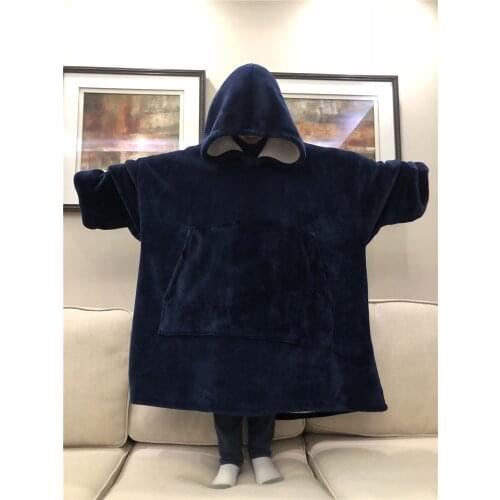 Warm thick TV Hooded Sweater Blanket Unisex Giant Pocket Adult and Children Fleece Weighted Blankets for Beds Travel home