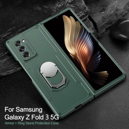 KISSCASE Folding Armor Bracket Shell For Samsung Galaxy Z Fold 3 5G Ultra Thin Fall Proof Folding Phone Case for Z Fold 3 New