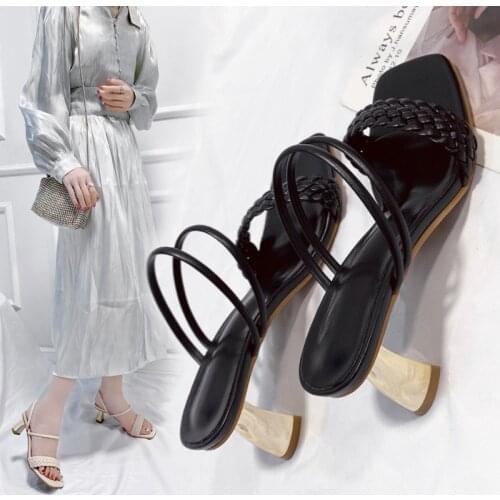 2021 New Summer Slippers Slides Female Square Heel Brand Sandals Women Big Size 35-43 Flip Flops Zapatillas Mujer Casa