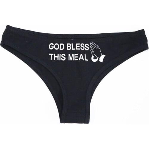 Women Funny Briefs G-string Underwear Lingerie Letter Printed Panties Casual T String Thongs Knickers Black White