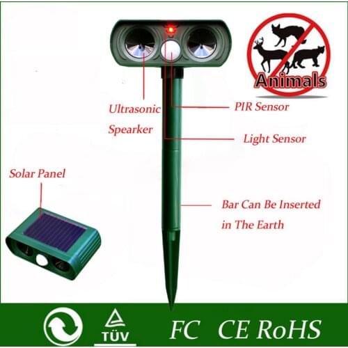 Cat Dog Ultrasonic Repellent Outdoor Solar Powered And Waterproof Animal Repeller Deterrent Scarer Pest Control Eco-Friendly