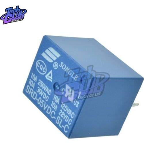 10PCS/lot 5V DC 10A Power Relay Module One-Channel SRD-05VDC-SL-C SRD-5VDC-SL-C 5Pin PCB Type for SCM Home Appliance Control