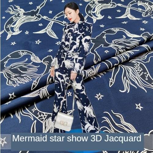 132*50CM Brand New Mermaid Yarn-dyed Jacquard Fabric Skirt Suit Brocade Clothing Fabric Yellow Blue