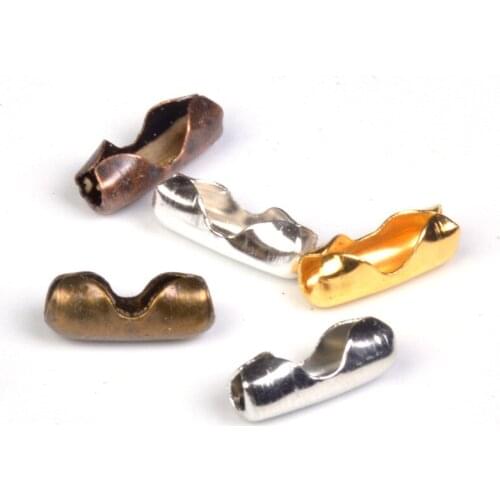 200pcs Gold/Silver Bronze Color Ball Chain Connectors Clasps Diameter 1.5 2 3.2 mm Copper Connectors For DIY Jewelry Making
