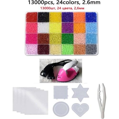 24/72 colors box set hama beads toy 2.6/5mm perler educational Kids 3D puzzles diy toys fuse beads pegboard sheets ironing paper