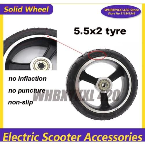 5.5x2 inch tires with alloy hub suitable for electric scooter no inflation non-slip tubeless and solid wheels