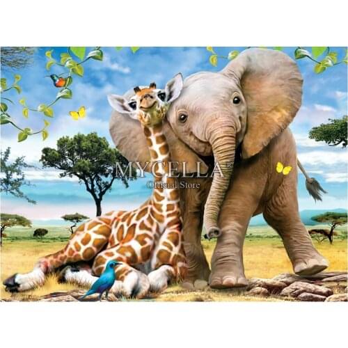 Cartoon 5d Diy Diamond Painting animals Diamond Embroidery Rhinestone Mosaic Cross Stitch Elephant and giraffe Gifts Home Decor