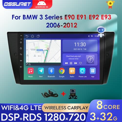 Android Head Unit Car Audio GPS Radio Multimidia Player for BMW 3 Series E90 E91 E92 E93 2006-2012 Carplay 2DIN Double Din DVR