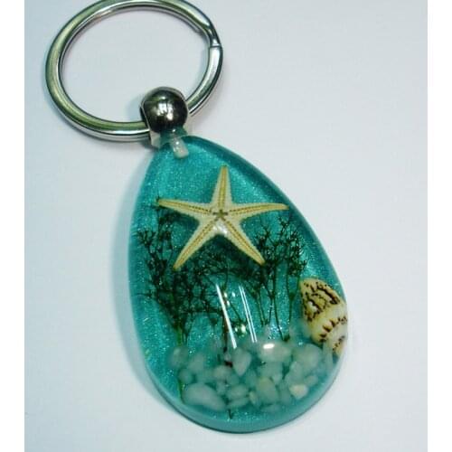 TAFREE 10 Colors Starfish Clear Crystal Pendant Car Key Buckle Novel Originality Sea World Keychains N0012
