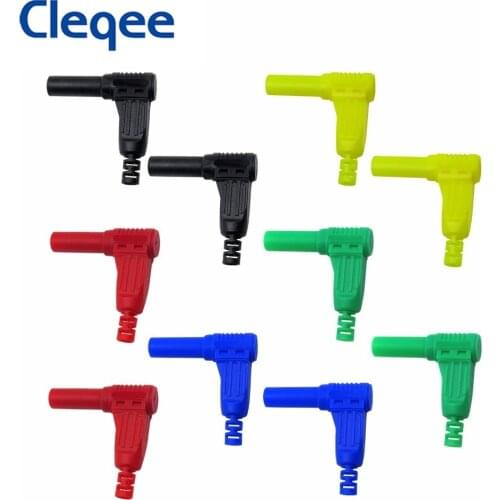Cleqee P3014 10pcs High Quality safety 4mm shrouded 90 degree Right Angle Banana plug self-assembly DIY connectors