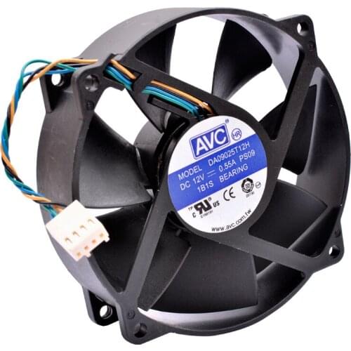 DA09025T12H hole pitch 71.5mm 8cm 9cm 92mm fan DC12V 0.55A ball bearing 4 lines pwm suitable for CPU cooler replacement fan