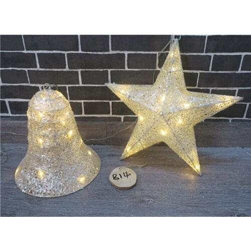 Scene layout decoration ornaments wrought iron luminous rattan bells five-pointed star ball decoration pendant luminous
