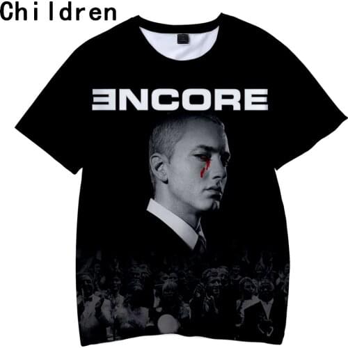 EMINEM Famous Rapper 2018 3D Print Children Summer T-shirts Short Sleeve O-Neck Trendy Hip Hop Tshirts EMINEM Casual Kids Wear