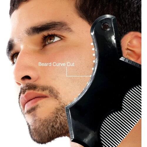 Beard Shaping & Styling Tool Shave Comb for Perfect Line Up Edge Control Mens Beard Comb Hair Trim Templates Shaper 1pcs