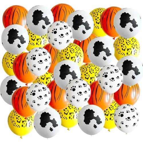 40pcs 12Inch Jungle Safari Animal Balloons Tiger Zebra Printed Green Latex Balloons Animal Birthday Party Baby Shower Decoration