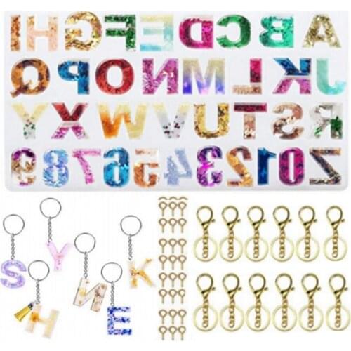 DIY Casting Mold, Backward Number Alphabet Jewelry Silicone Mould Epoxy Resin Clay Reversed Letter Keychain Pendant Making Molds