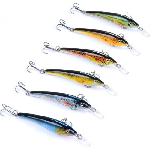 HiUmi 6pcs Fishing lure 7.6cm Fishing Bait 3.2g Crankbait 6 colors Minnow Lures 8# Hook fishing tackle
