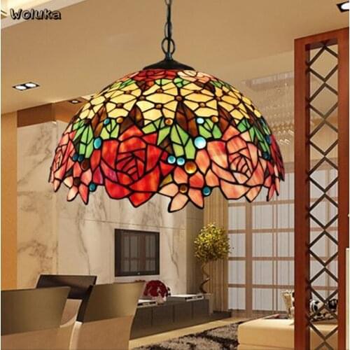 Chandelier Living Room Restaurant Rose Garden Country Art Glass Bar Light CD50 W07