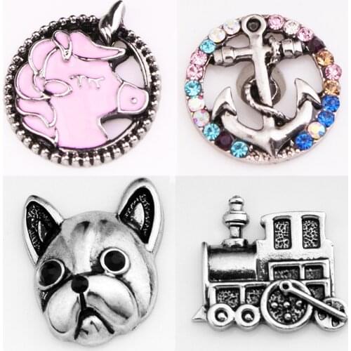 MF2406 Unicorn DOG train 18mm Metal Snap button fit snap jewelry DIY