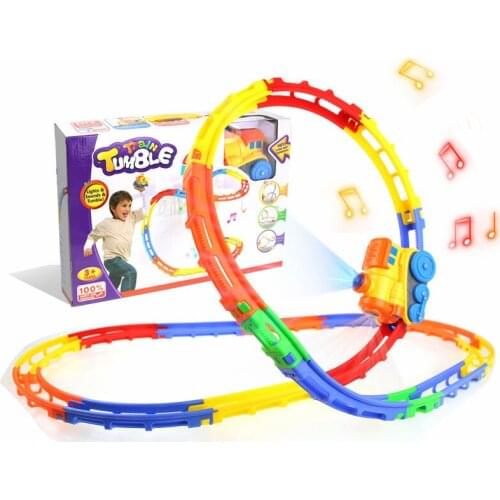 Cartoon Electric Track Train Childrens Toy Music Light Flip Train Parent-child Interaction Educational Toys Christmas gifts