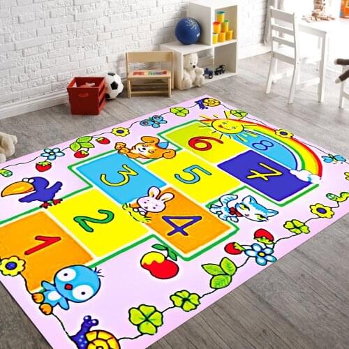 Animal and Hopscotch Non Slip Floor Carpet, Teens Carpet