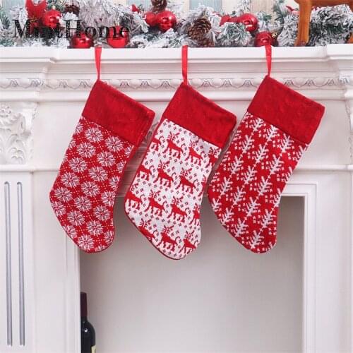 New Knitted Christmas Socks Christmas Gift Bag Christmas Decorations Christmas Socks Candy Bag Small Home Decore