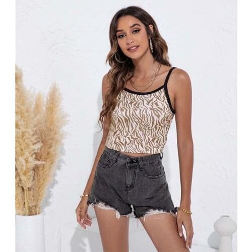 Summer New Leopard Sleeveless Spaghetti Strap Vest T Shirt Women Casual Backless Sexy Slim Streetwear Plus Size Tops Femme