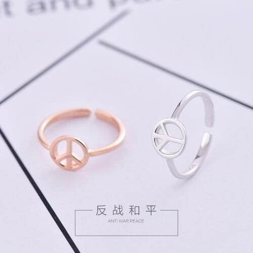 New Style Design Anti War Peace Logo Men Women Ring Simple Personality Adjustable Trend Men Women Motorcycle Party Jewelry