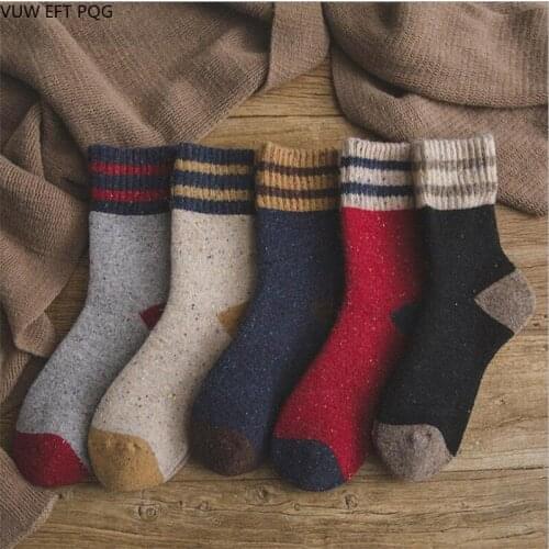 Autumn and Winter Japanese Warm Socks Stripes Thick Female Socks Dot Yarn Rabbit Fur Socks