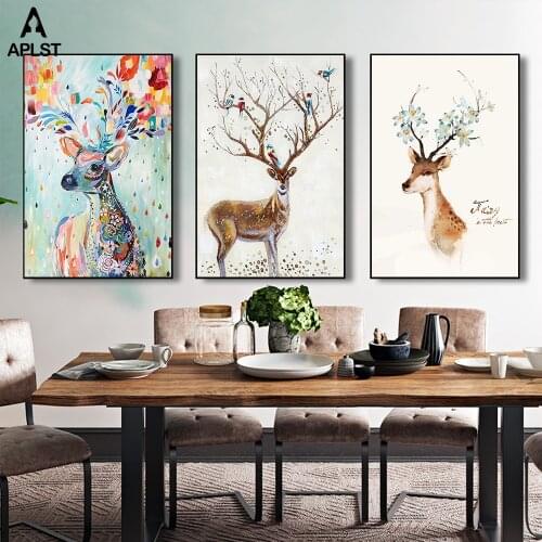 Sika Deer Canvas Print Large Wall Art Covering Poster Decoration Modern Animal Home Office Decals Christmas Holiday Decors