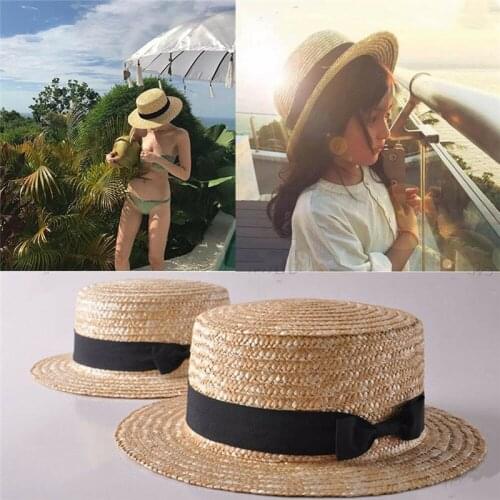 Holiday Beach Mother Child Matching Straw Hat Women Handmade Straw Hat Beach Summer Sun Protection 3-8Y Girls Bow Hat