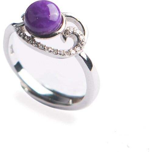 Genuine Natural sugilite Gems Purple Crystal Adjustable Size Women Anniversary Ring 7*7mm