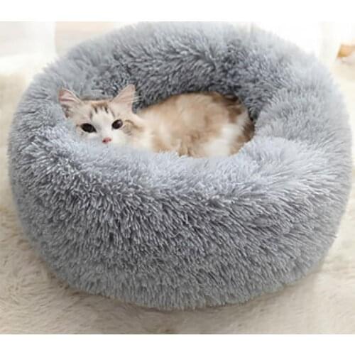 Luxury Fluffy Pet Bed Dog/Puppy Fur Donut Cuddler Soft Cushion Plush Round Creative Kennel Cat Litter Plush Pet Nest
