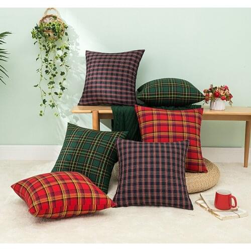Christmas Style Plaid Throw Pillow Case Simple Geometric Design For Home Living Room Sofa Decor Cushion Cover No Core MLBZ13