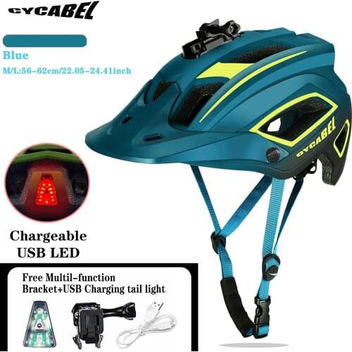 CYCABEL MTB Road Bike Helmet USB LED Lights pro Camera Holder Cycling Helmet CPSC CE Outdoor Sport Riding Bicycle Helmet For Man