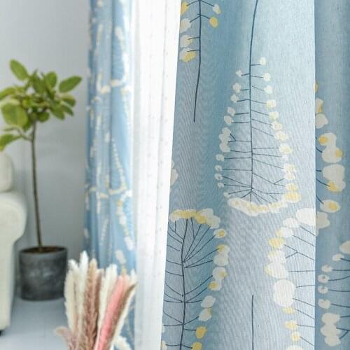Modern Simple and Fresh Garden Curtains Polyester Cotton Printing for Living Room Bedroom Study Curtains Custom