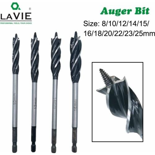 LAVIE 8 to 25mm Wood Twist Bit Auger Drill Bits four Cutters Drilling Cut for woodworking DB03020A