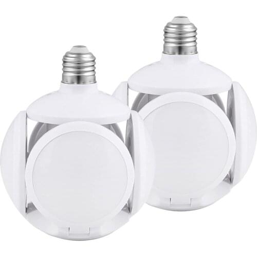 Led Shop Light E27 40W 6500K Bulb Folding Football 40W Deformable Garage Daylight White 4 Adjustable Panels 6500K Ceiling