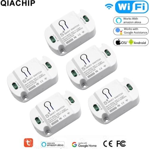 QIACHIP 5pcs WiFi Smart Light Switch Module Universal Timer Smart Life APP Wireless Remote Control Works with Alexa Google Home