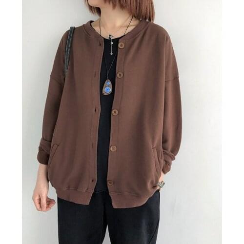 Pure Cotton Knit Cardigan Long Sleeve Sweater Women Korean Loose O-Neck Single-Breasted Sweater Coat Female Spring Fall New s878