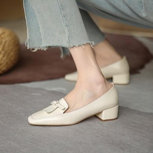 QZYERAI New European Style Women Genuine Leather Shoes Fashion Cowhide Banquet Wedding Office Women Shoes Pumps