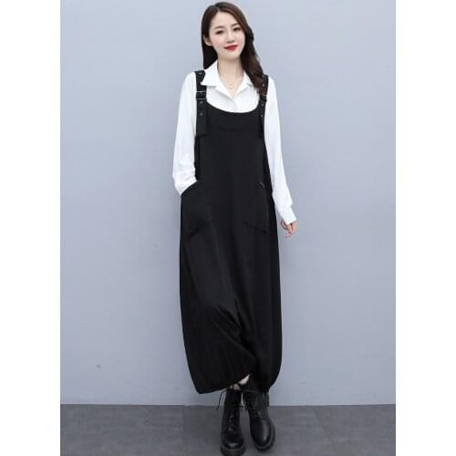 Women Strap Loose Jumpsuit Casual Wide Leg Pants Solid Overalls Sleeveless casual slim trend suspenders trousers Dropshiping