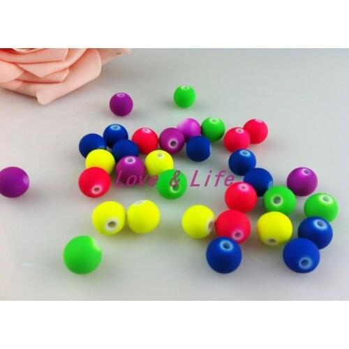 10mm 200pcs/lot Round Shape Acrylic Beads Mixed Color Fluorescent Acrylic Beads Fit For Jewelry Making Beads Free Shipping