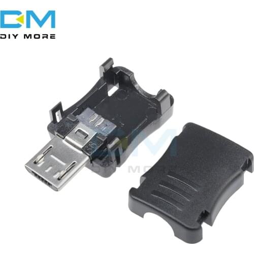 10PCS DIY Micro USB 5 Pin T Port Male Plug Socket Connector with Plastic Cover Black DIY Electronic Kit