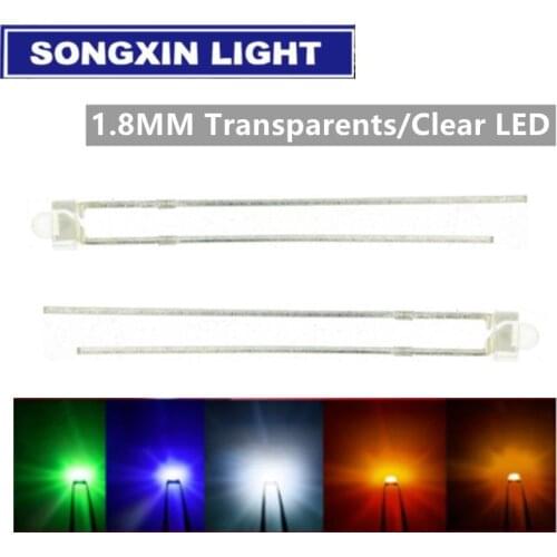 1000pcs 1.8mm red yellow blue green white yellow green orange warm white pink Ultra Bright water clear Transparent DIP LED