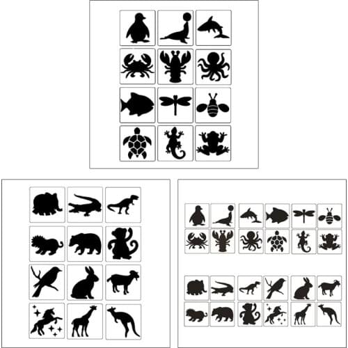 12/24 Pcs Durable Wild Animal Chalk Painting Stencil Kit Kids Painting Stencil Templates DIY Drawing Stencils Templates