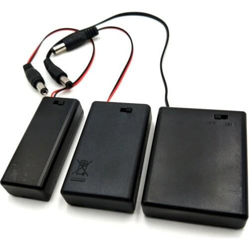 400pcs/lot 2x 3x 4x AA Battery Holder Case 2 3 4 Slots AA Batteries Plastic Storage Box Cover With OFF/ON Switch Wires+DC Port