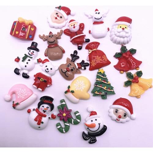5pcs Mixed Resin Christmas Series Crafts Flat Back Cabochon DIY Wedding Party Decoration