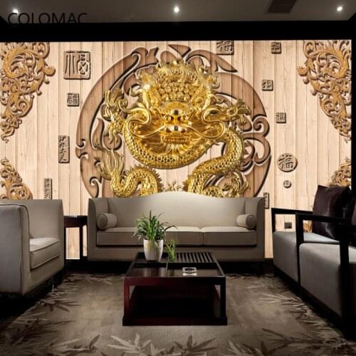 Colomac Custom Relief Chinese Dragon Study Wallpaper Seamless Mural Home Decoration Living Room Wall Decor Bedroom Drop Shopping